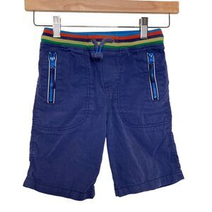 Mini Boden Boys Adventure Shorts Size 6Y Blue Drawstring Ribbed Waistband